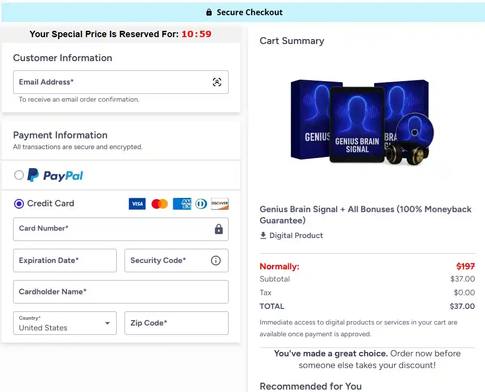 Genius Brain Signal Order Page
